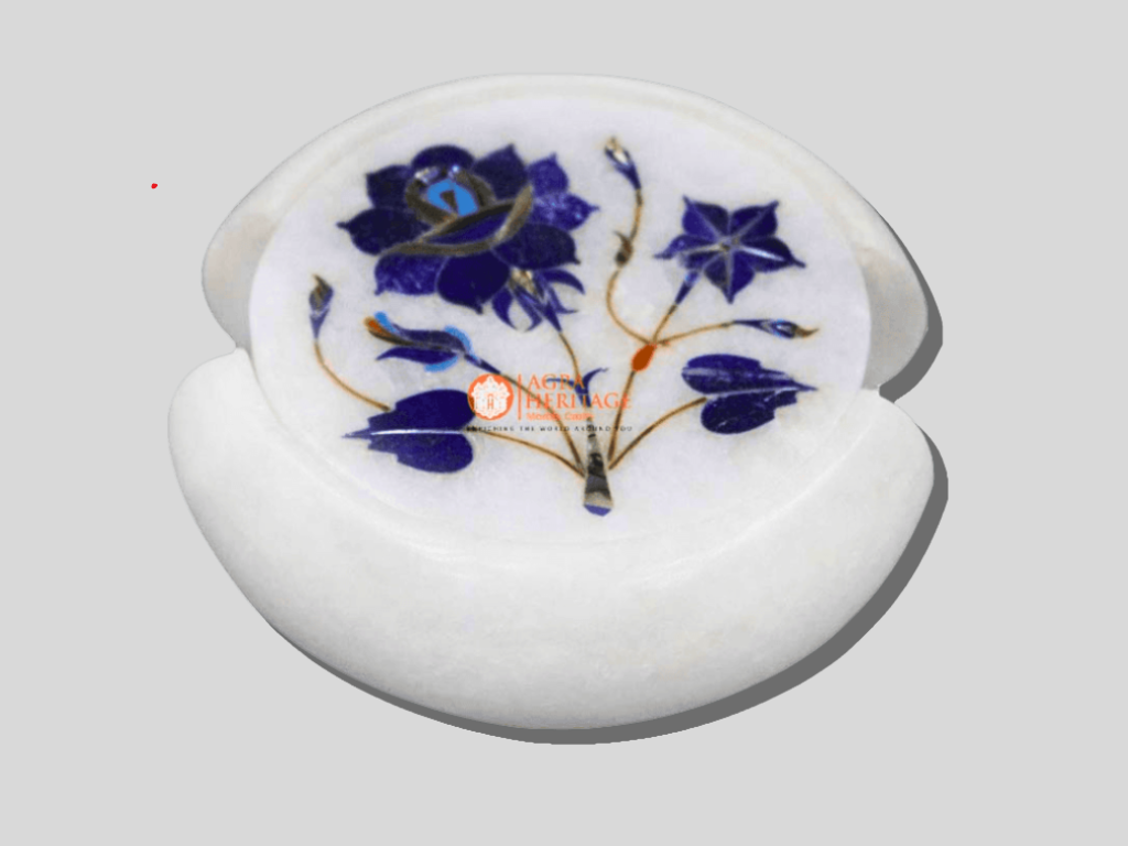 Multi Color Stone Floral Marble Coaster Set